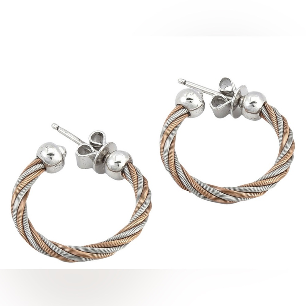 Charriol Two-Tone Twisted Hoop Earrings in Gold and Silver Tones